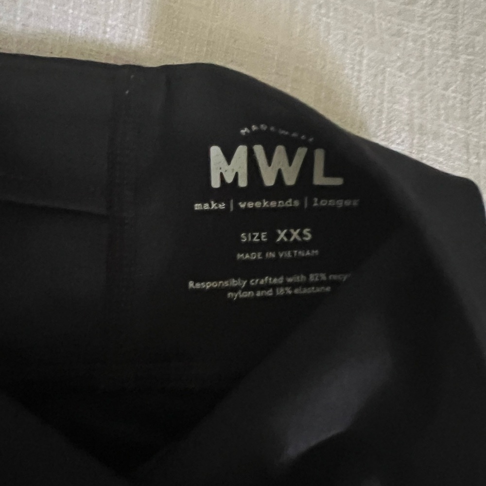 MWL Madewell Activewear Black High-Waisted Biker Shorts XXS - Picture 2 of 2